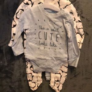 6 month onesie set with pants and hat